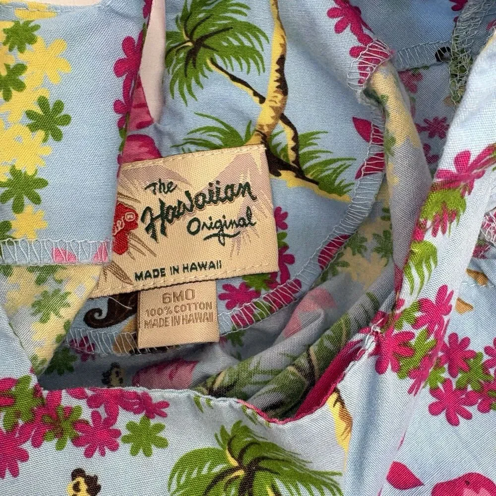 Hilo Hattie Girls 9-12M 2pc Hawaiian Floral Cotton Dress & Bloomers Set